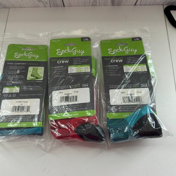 Sock Guy Performance Crew Socks  Set 3 Lacrosse Maryland/Lax Balls/Griffin L-XL - Picture 5 of 6